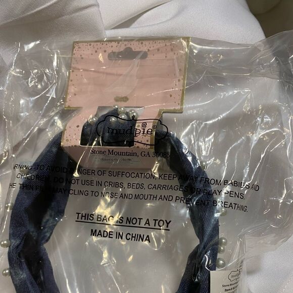 Trendy Knotted Pearl Denim Headband - Picture 4 of 7